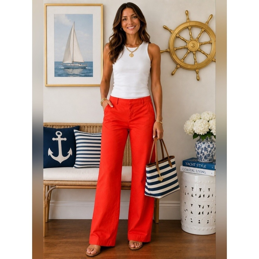 GAP Perfect Khaki Coral Red Wide Leg Pants Women's Size 6A